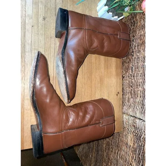 Roper Boots By Justin Classic Tan  Rancher/Cowboy Boot Size 11.5-RARE
