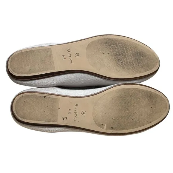 Rothy's Merino Tassel Slip On Loafers 8.5 Platinum White Gray Fringe Limited Ed