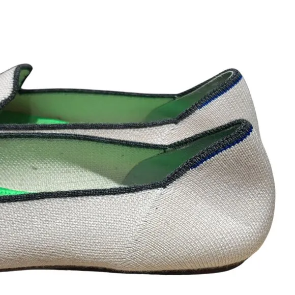 Rothy's Merino Tassel Slip On Loafers 8.5 Platinum White Gray Fringe Limited Ed