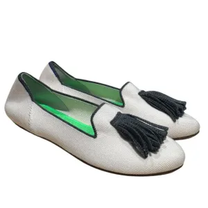 Rothy's Merino Tassel Slip On Loafers 8.5 Platinum White Gray Fringe Limited Ed