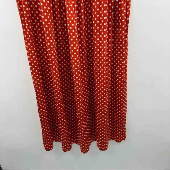 RTR Stine Goya Caitlin Orange &amp; White Polka Dot‎ Short Sleeve Midi Dress Sz S