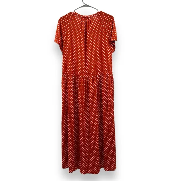 RTR Stine Goya Caitlin Orange &amp; White Polka Dot‎ Short Sleeve Midi Dress Sz S