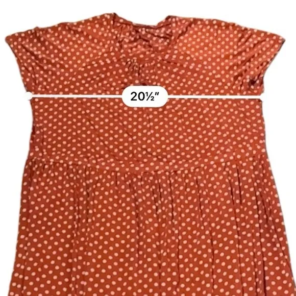 RTR Stine Goya Caitlin Orange &amp; White Polka Dot‎ Short Sleeve Midi Dress Sz S