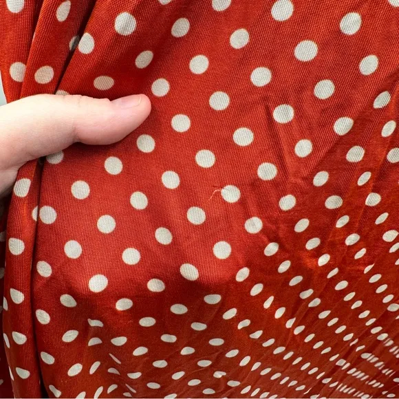 RTR Stine Goya Caitlin Orange &amp; White Polka Dot‎ Short Sleeve Midi Dress Sz S