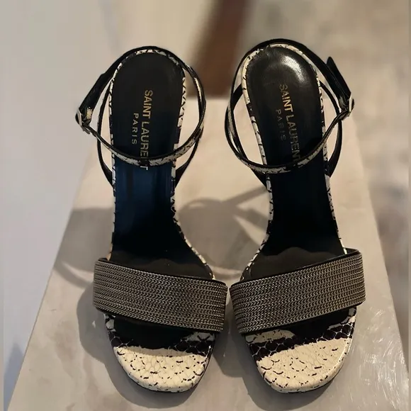 Saint Laurent Jane 110 Black&amp;White Sandals sz 8