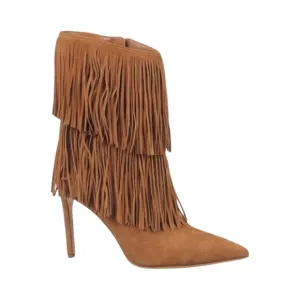 Sam Edelman Belinda Suede Fringe Pointed Toe Stiletto Boots Tan Size 8