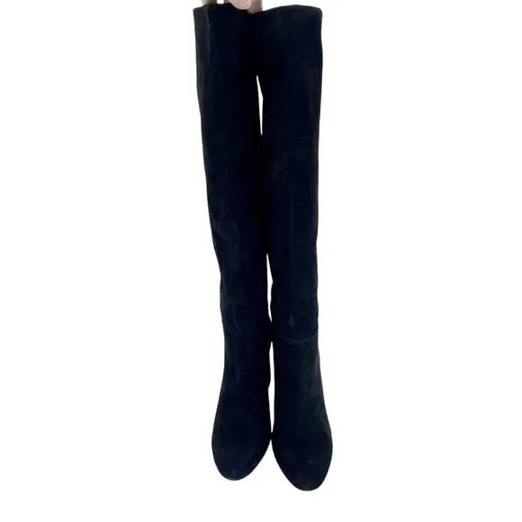 Sam Edelman Black Suede Leather Knee-High Boots Pull On Sz 7 New $225