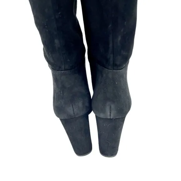 Sam Edelman Black Suede Leather Knee-High Boots Pull On Sz 7 New $225