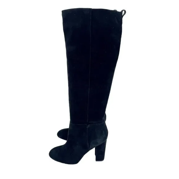 Sam Edelman Black Suede Leather Knee-High Boots Pull On Sz 7 New $225