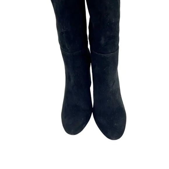 Sam Edelman Black Suede Leather Knee-High Boots Pull On Sz 7 New $225