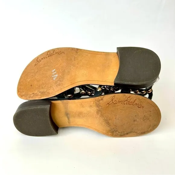 Sam Edelman Eavan Studded Gladiator Sandal Snake Black Leather Size 6