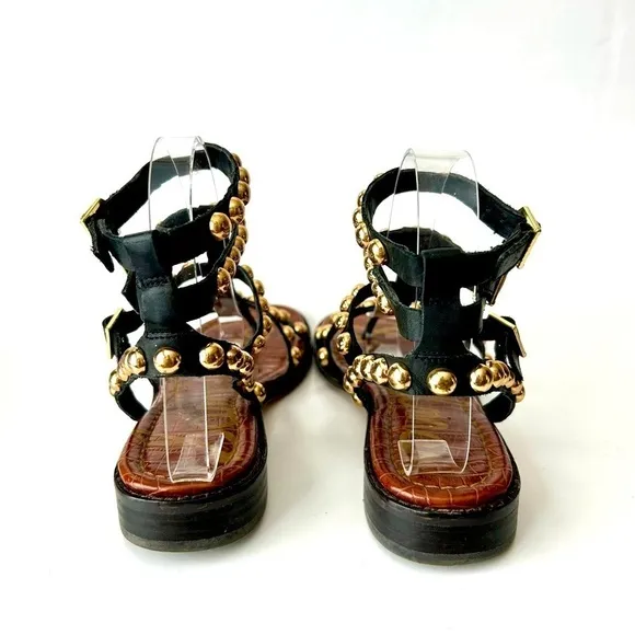 Sam Edelman Eavan Studded Gladiator Sandal Snake Black Leather Size 6