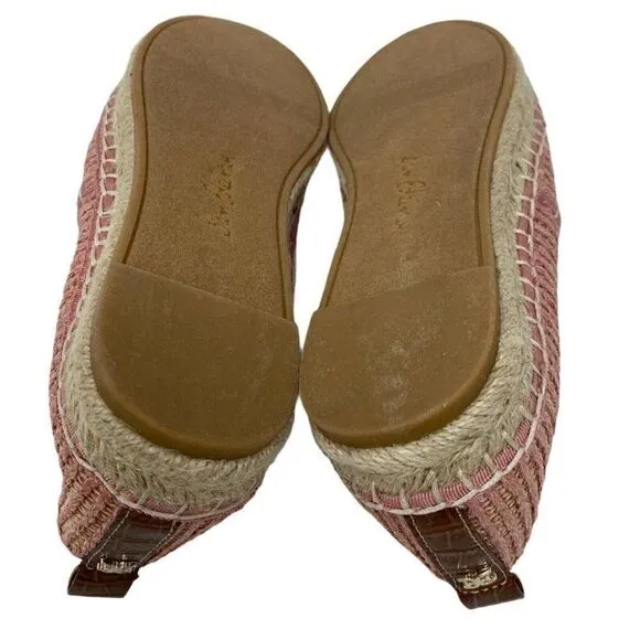 Sam Edelman Espadrille Flats Slip-On Khloe Loafers Knit Pink Gold