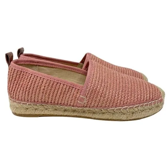 Sam Edelman Espadrille Flats Slip-On Khloe Loafers Knit Pink Gold
