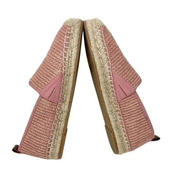 Sam Edelman Espadrille Flats Slip-On Khloe Loafers Knit Pink Gold