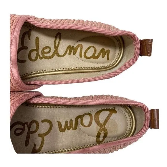Sam Edelman Espadrille Flats Slip-On Khloe Loafers Knit Pink Gold