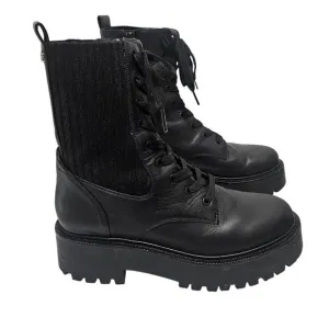 Sam Edelman Evina Black Lace Up Knit Platform Combat Moto Boots Women's Size 8