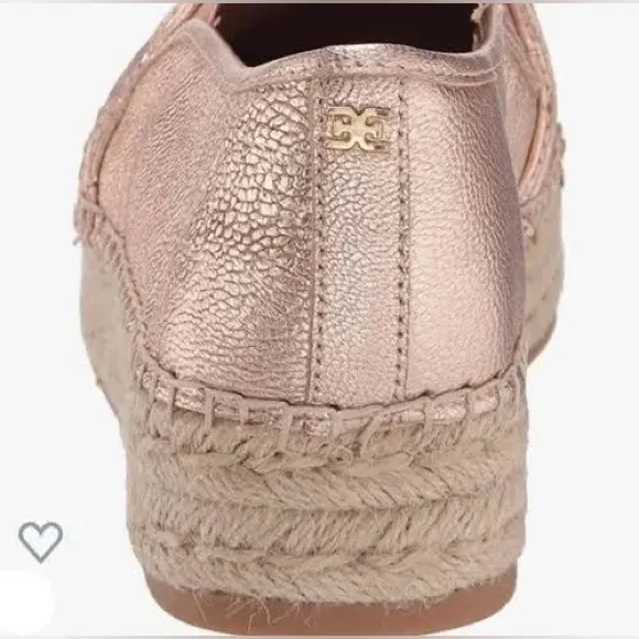 SAM EDELMAN ROSE GOLD WOVEN LEATHER CATHERINE ESPADRILLES SIZE 7