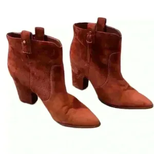 Sam Edelman Western Inspired Red Suede Niomi Pull On Ankle Boots Size 9.5​