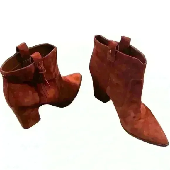 Sam Edelman Western Inspired Red Suede Niomi Pull On Ankle Boots Size 9.5​