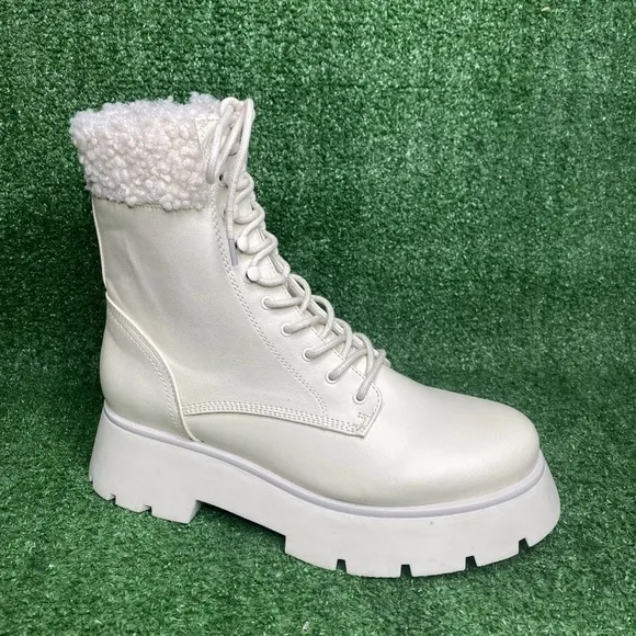 Sam Edelman Womens Circus Larsa Off White Cream Chunky Boots Size 9 M - NEW