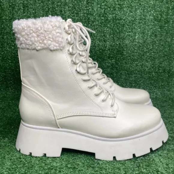 Sam Edelman Womens Circus Larsa Off White Cream Chunky Boots Size 9 M - NEW