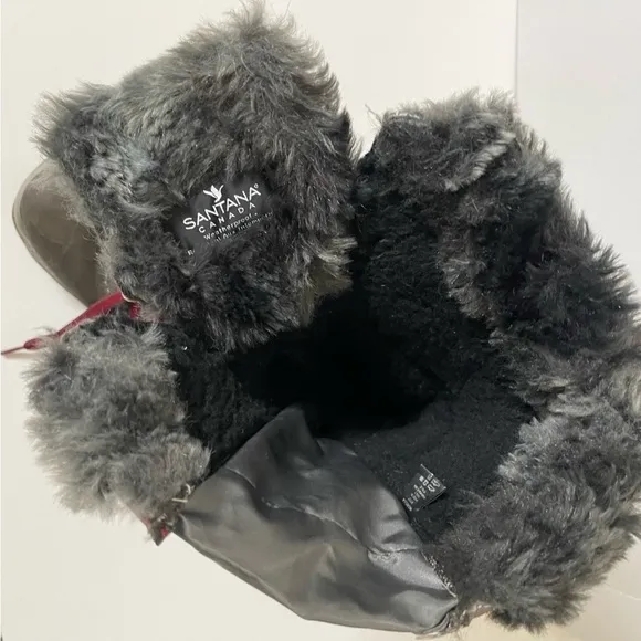 Santana Canada Morella Gray Winter Boots Mid Calf Waterproof Faux Fur Size 8