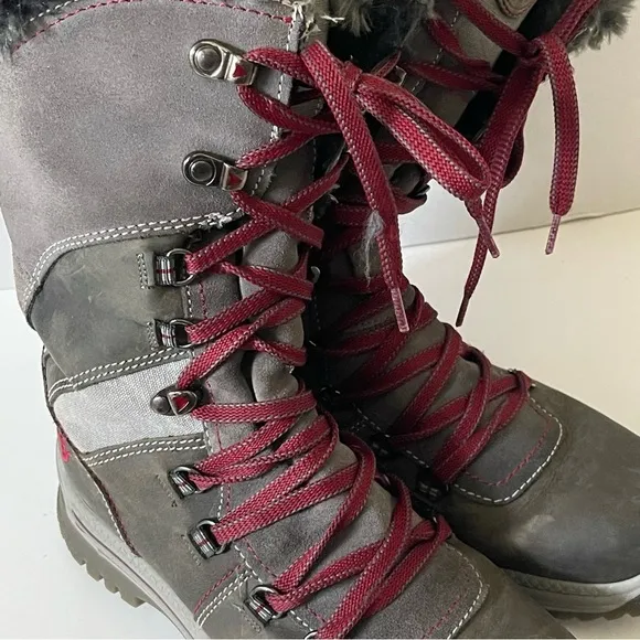 Santana Canada Morella Gray Winter Boots Mid Calf Waterproof Faux Fur Size 8