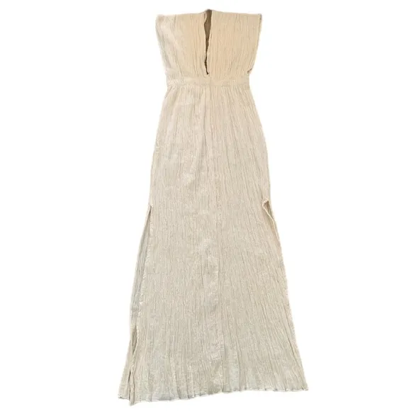 Savannah Morrow The Label The Kamala Crinkle Midi Dress in Cream NWT