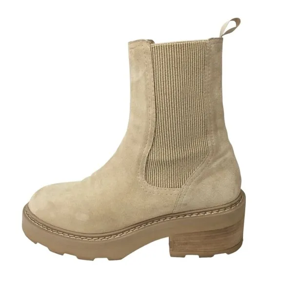 Schmoove Boots Mike Chelsea Anthropologie Ankle Suede Chunky Size 40 / 9 Beige