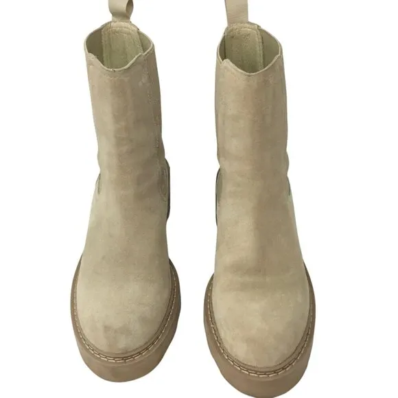 Schmoove Boots Mike Chelsea Anthropologie Ankle Suede Chunky Size 40 / 9 Beige