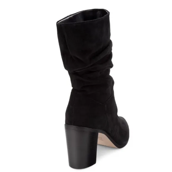 SCHUTZ Ashlee Block Heel Slouchy Suede Boots Black Size 8.5