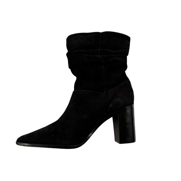 SCHUTZ Ashlee Block Heel Slouchy Suede Boots Black Size 8.5