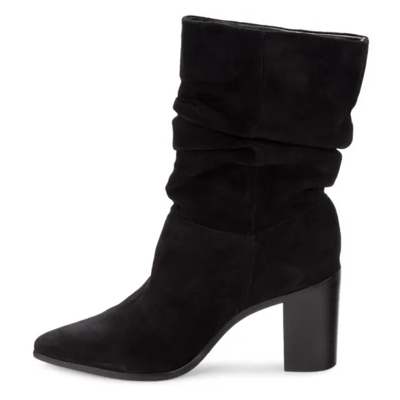SCHUTZ Ashlee Block Heel Slouchy Suede Boots Black Size 8.5