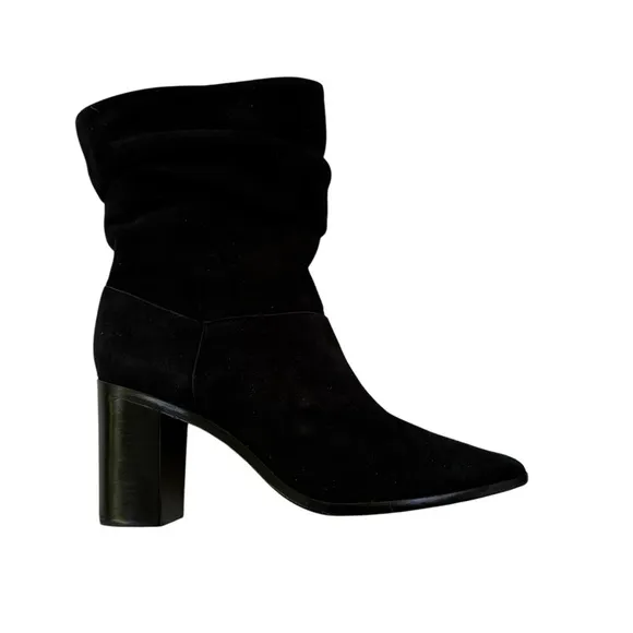 SCHUTZ Ashlee Block Heel Slouchy Suede Boots Black Size 8.5