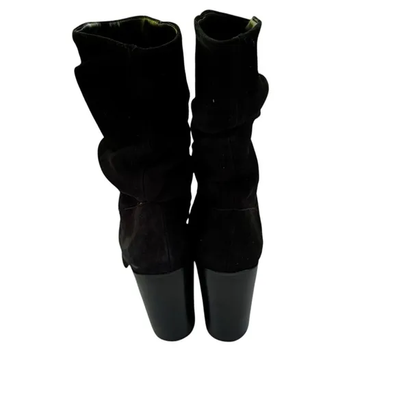 SCHUTZ Ashlee Block Heel Slouchy Suede Boots Black Size 8.5
