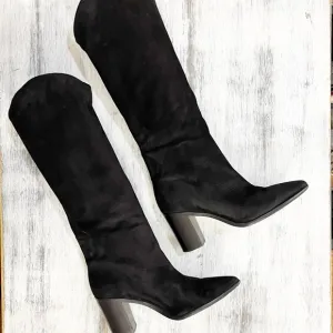 SCHUTZ Black Suede Knee High Boots with Pointed Toe size 7.5B