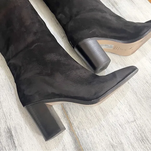 SCHUTZ Black Suede Knee High Boots with Pointed Toe size 7.5B