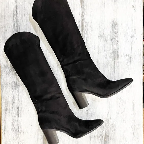 SCHUTZ Black Suede Knee High Boots with Pointed Toe size 7.5B