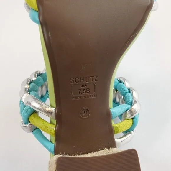 Schutz Colorful Juliet Braided Block Heel Sandals - Size 7.5 - NWOB