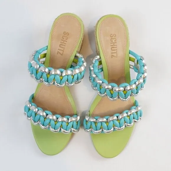 Schutz Colorful Juliet Braided Block Heel Sandals - Size 7.5 - NWOB