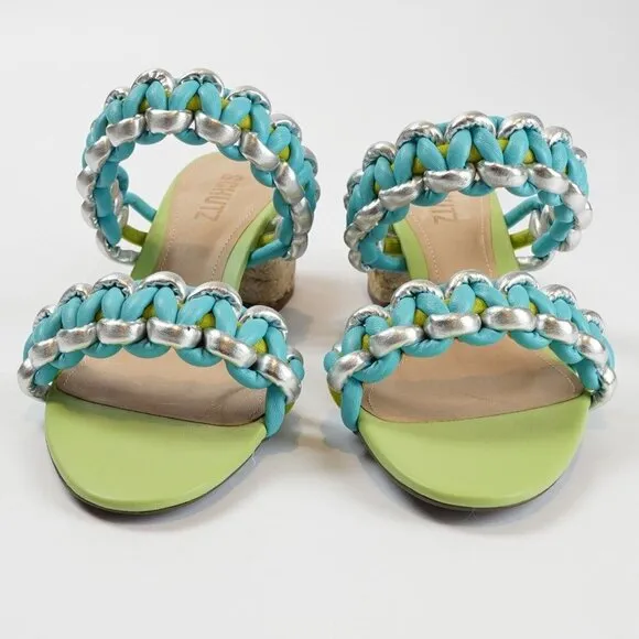 Schutz Colorful Juliet Braided Block Heel Sandals - Size 7.5 - NWOB