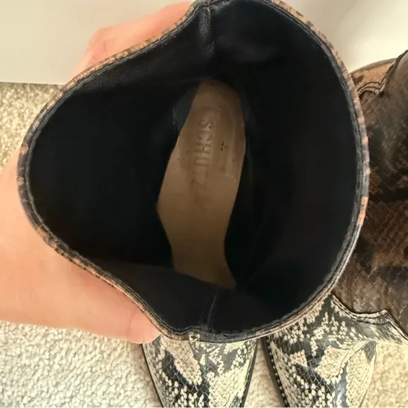 Schutz Haven Leather Snakeskin Print Boots Size 6