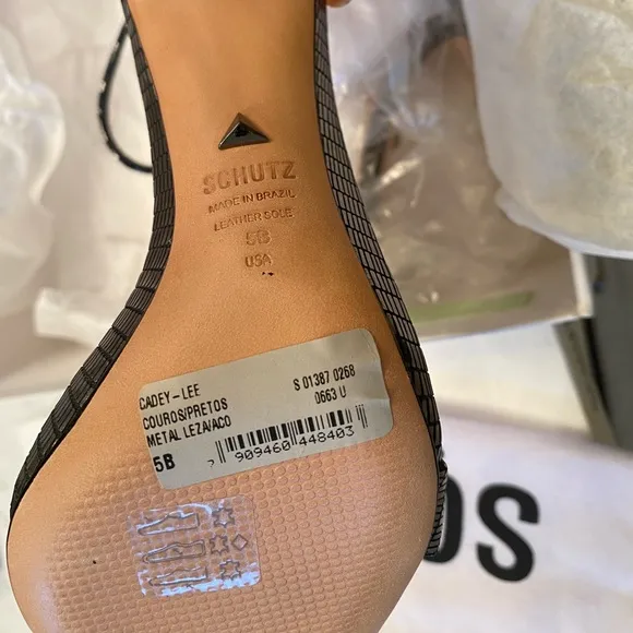 Schutz Mirrored Leather Sandals