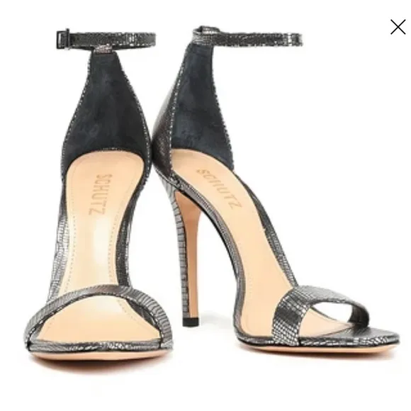 Schutz Mirrored Leather Sandals