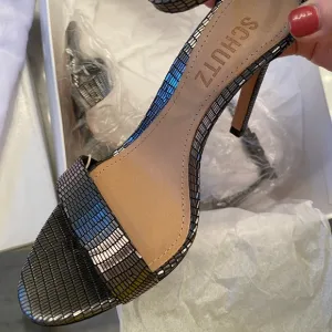 Schutz Mirrored Leather Sandals