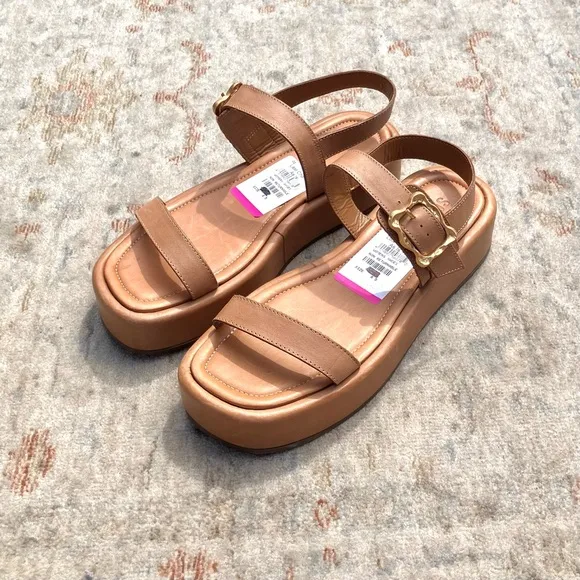 Schutz NWT New Brown Leather Platform Sandals Sz 8.5