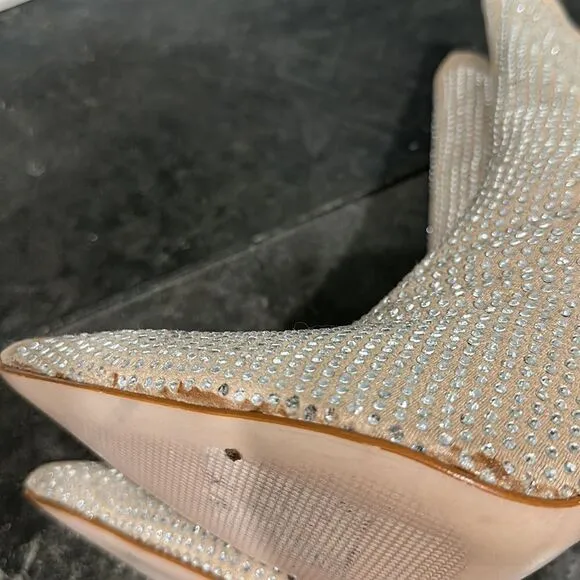 Schutz Sybil Suede &amp; Rhinestone Sock Booties 8.5B NWOB