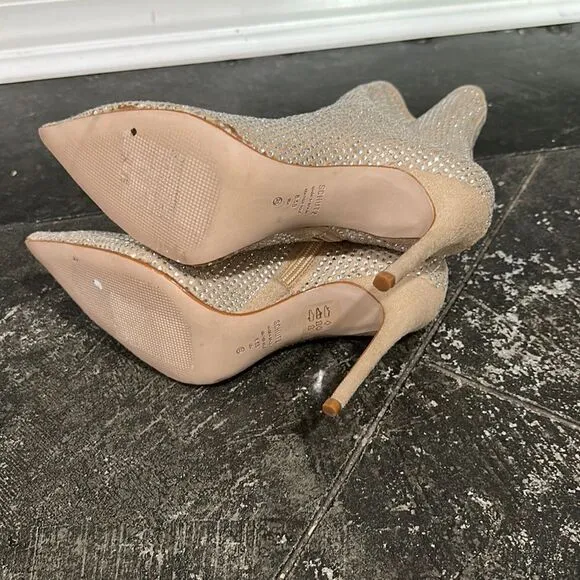Schutz Sybil Suede &amp; Rhinestone Sock Booties 8.5B NWOB