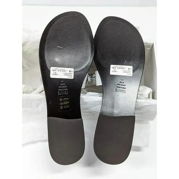 Schutz Women's Benedita Open Toe Studded White Leather Sandal Size 9.5 MSRP $148
